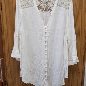 Women's white blouse with bell sleeves